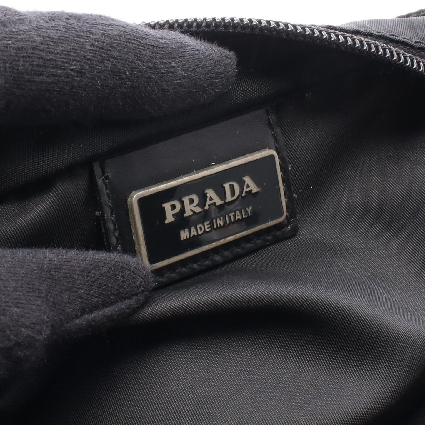 Prada Shoulder Bag Black Nylon Leather Triangle Logo — view 4