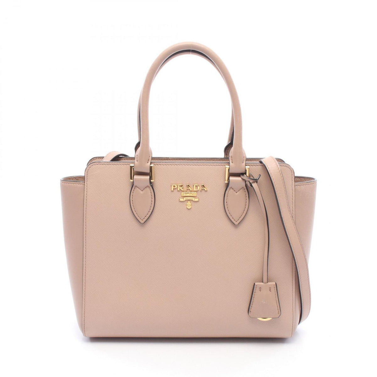 Prada 2-Way Pink Beige Leather Shoulder Handbag
