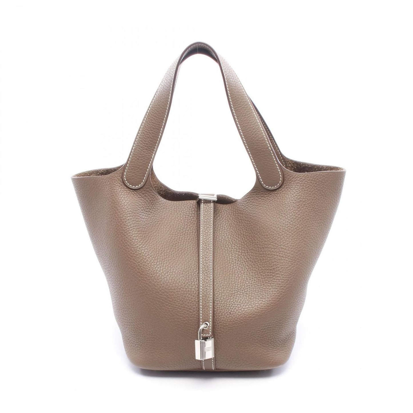 Hermes Picotin Lock MM Etoupe Leather Handbag