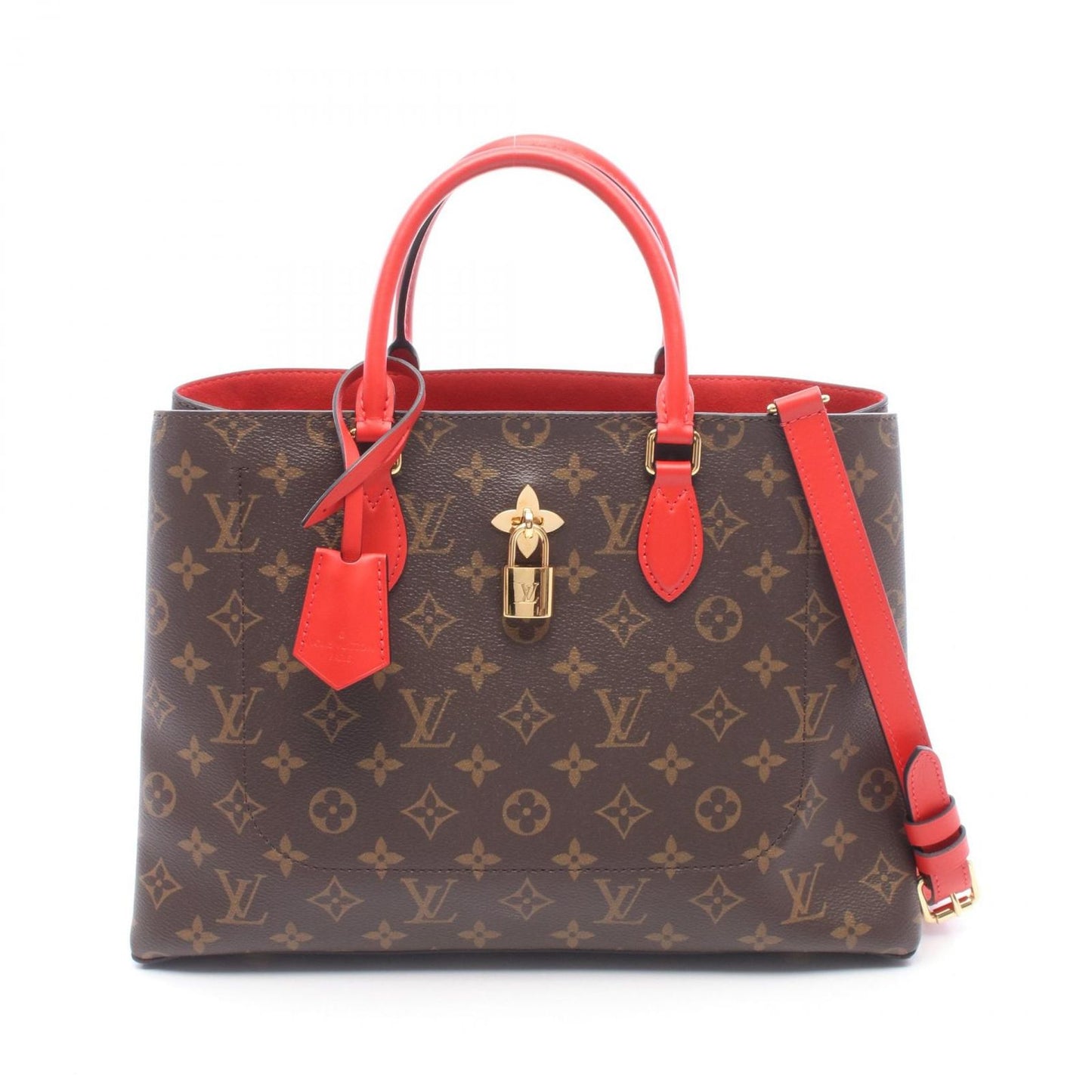 Louis Vuitton Tote Bag Flower 2-Way Coquelicot Canvas Leather
