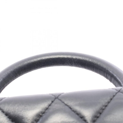 Chanel Shoulder Bag Quilted Top Handle Black Lambskin Top 2-Way Chain — view 7