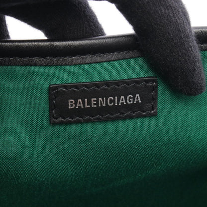 Balenciaga Tote Bag Navy Cabas S Check Black Plaid Wool Leather — view 4
