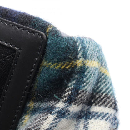 Balenciaga Tote Bag Navy Cabas S Check Black Plaid Wool Leather — view 5