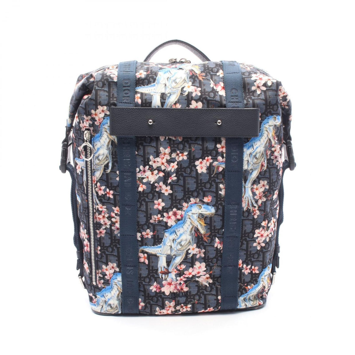 Dior Backpack Hajime Sorayama Dinosaur Robo Oblique Navy Multi Nylon Leather
