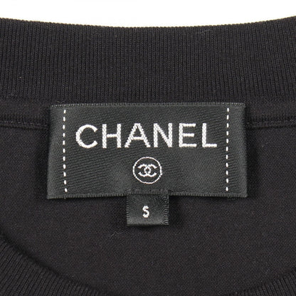 Chanel Long Sleeve T-Shirt CC Logo Camellia Sequin Cotton — view 3