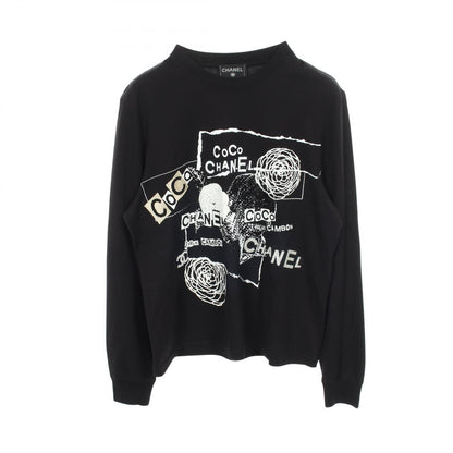 Chanel Long Sleeve T-Shirt CC Logo Camellia Sequin Cotton