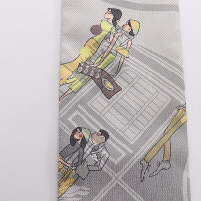 Hermes Scarf Twilly Ex Libris les Parisienne Ribbon Gray Silk — view 7