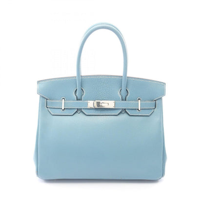Hermes Birkin 30 Blue Jean Leather Handbag