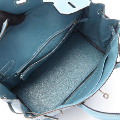 Hermes Birkin 30 Blue Jean Leather Handbag — view 3