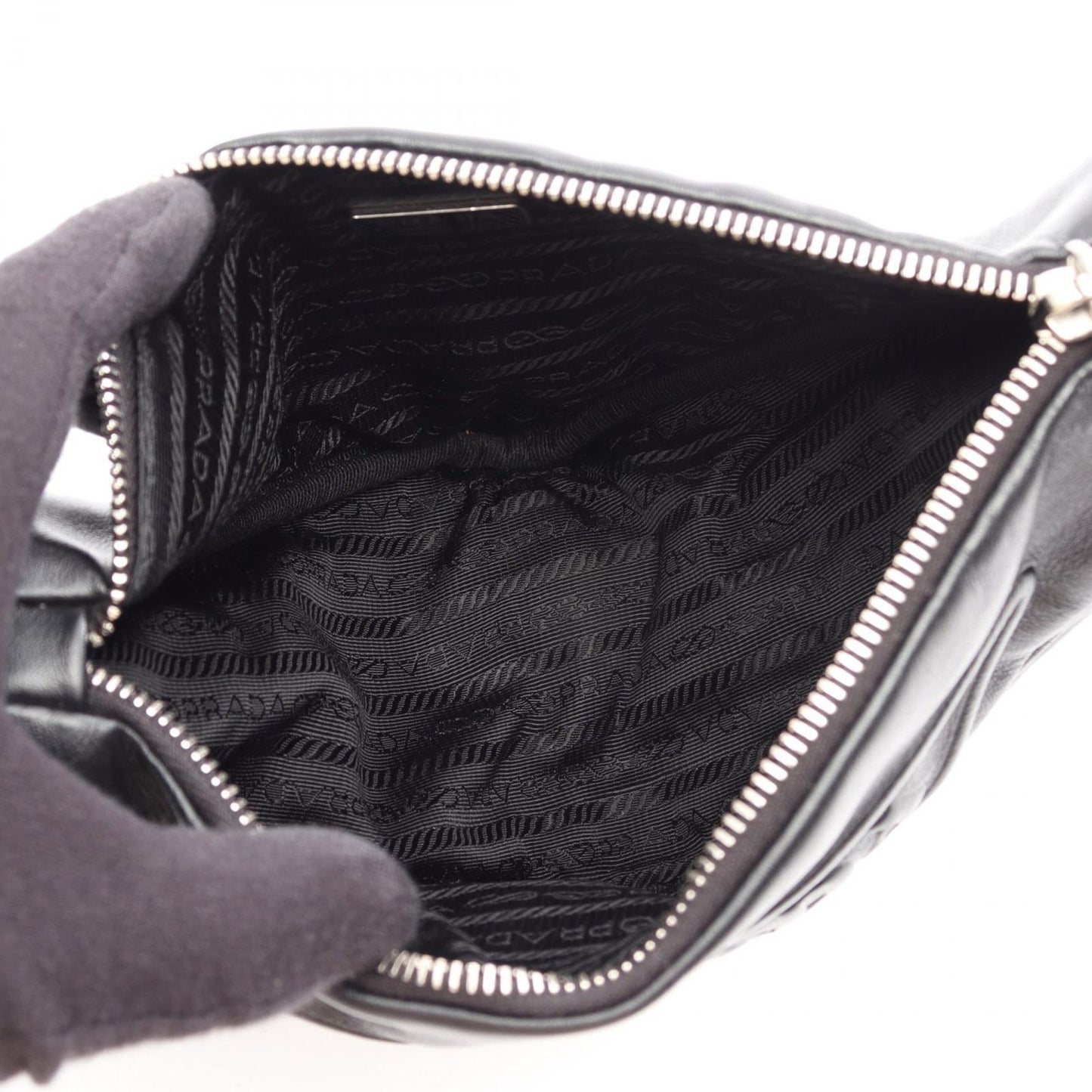 Prada Shoulder Bag Triangle Black Leather — view 3