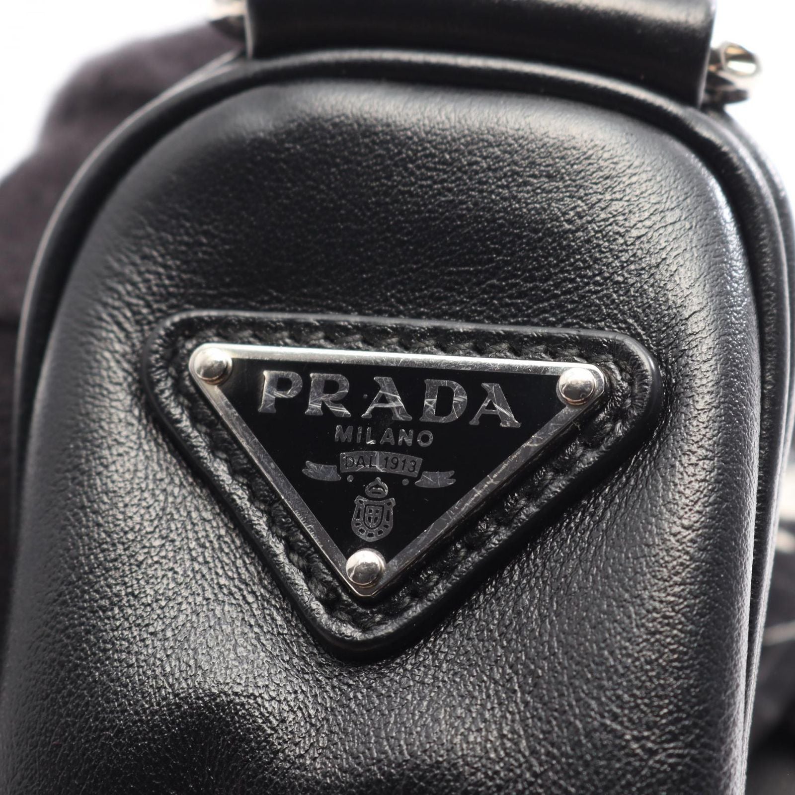 Prada Shoulder Bag Triangle Black Leather — view 7