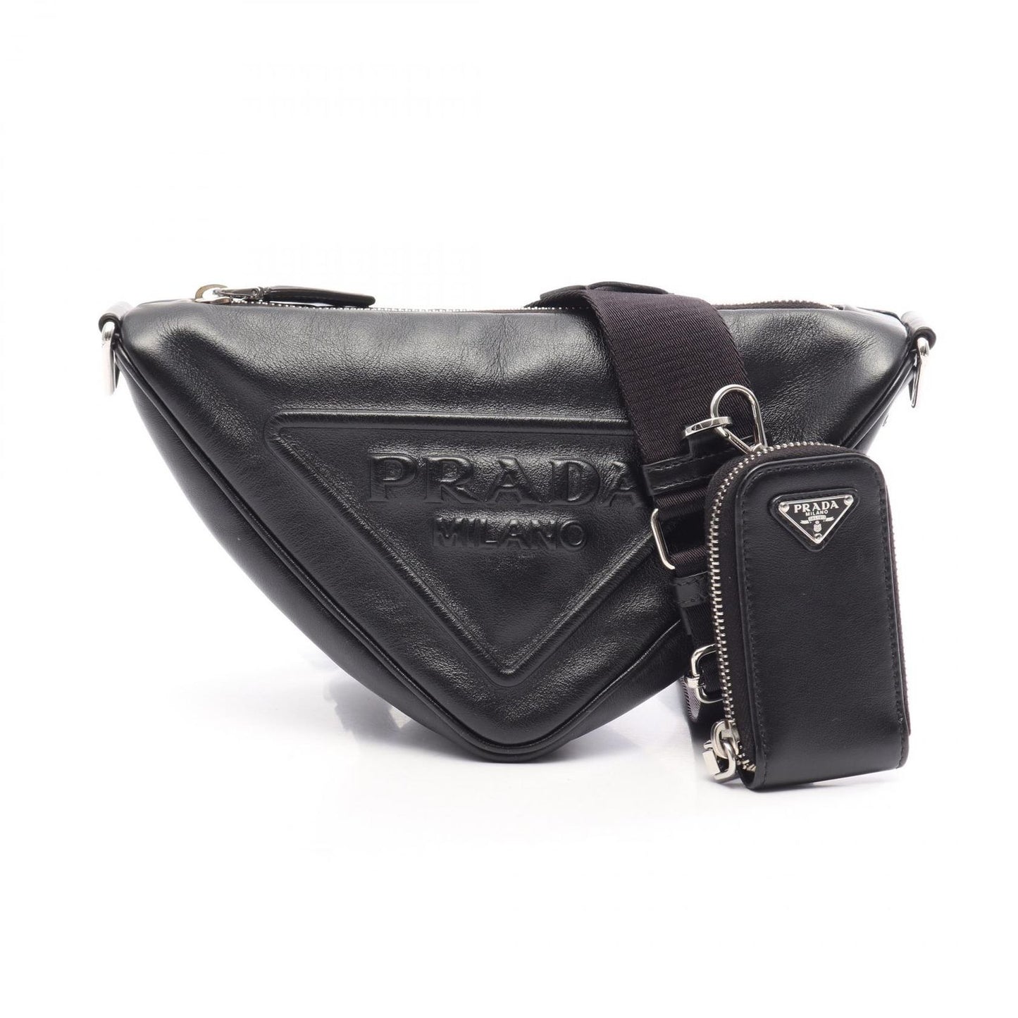Prada Shoulder Bag Triangle Black Leather