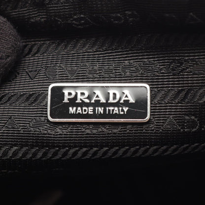 Prada Shoulder Bag Triangle White Black Leather — view 4