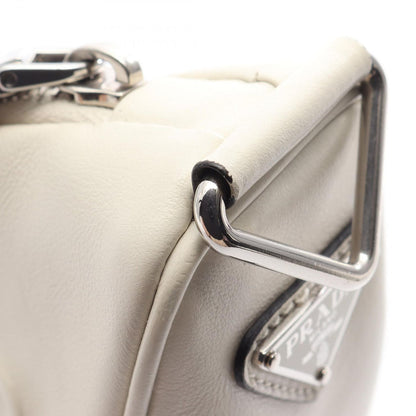 Prada Shoulder Bag Triangle White Black Leather — view 6