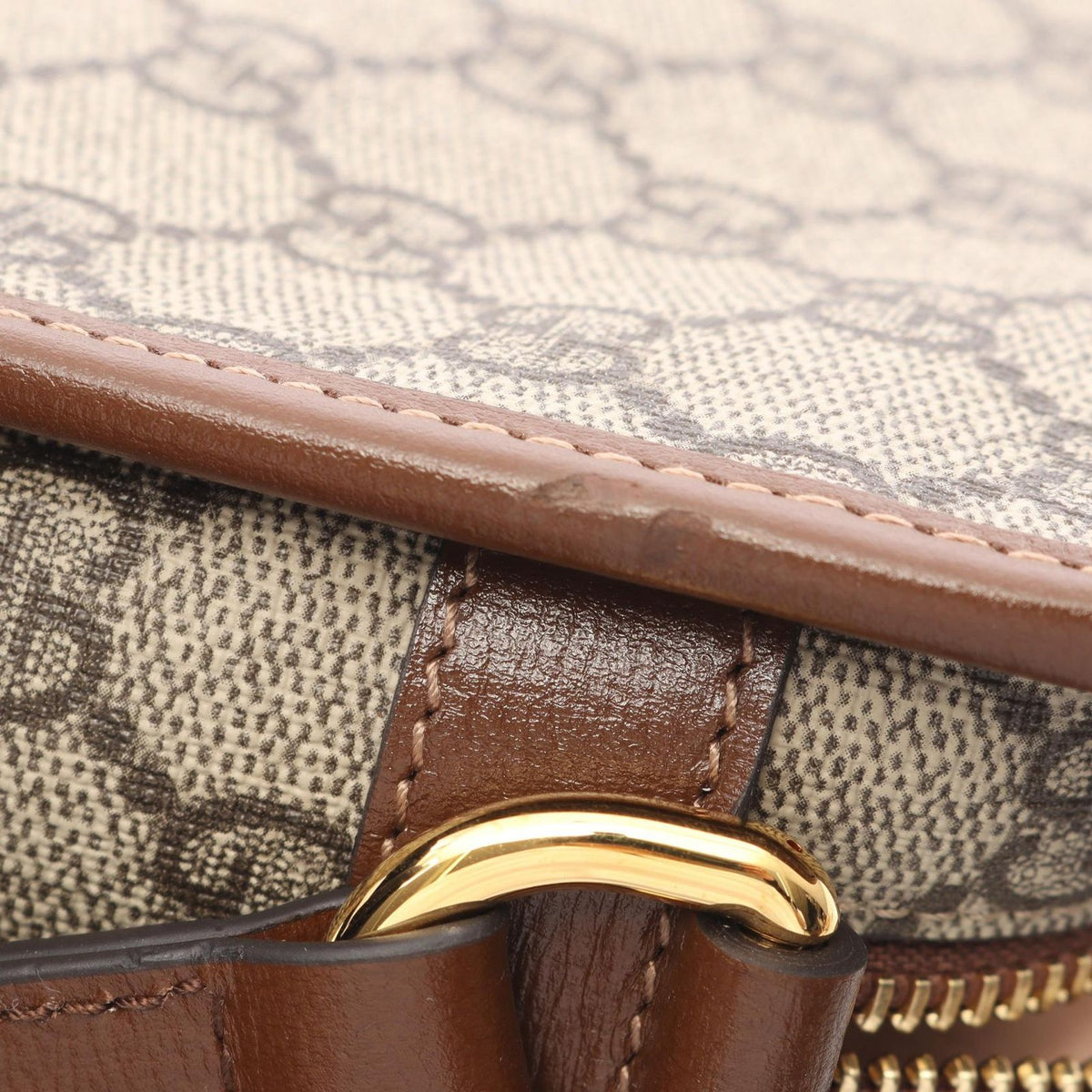 Gucci Shoulder Bag Interlocking GG Supreme Beige Brown Canvas Leather — view 8