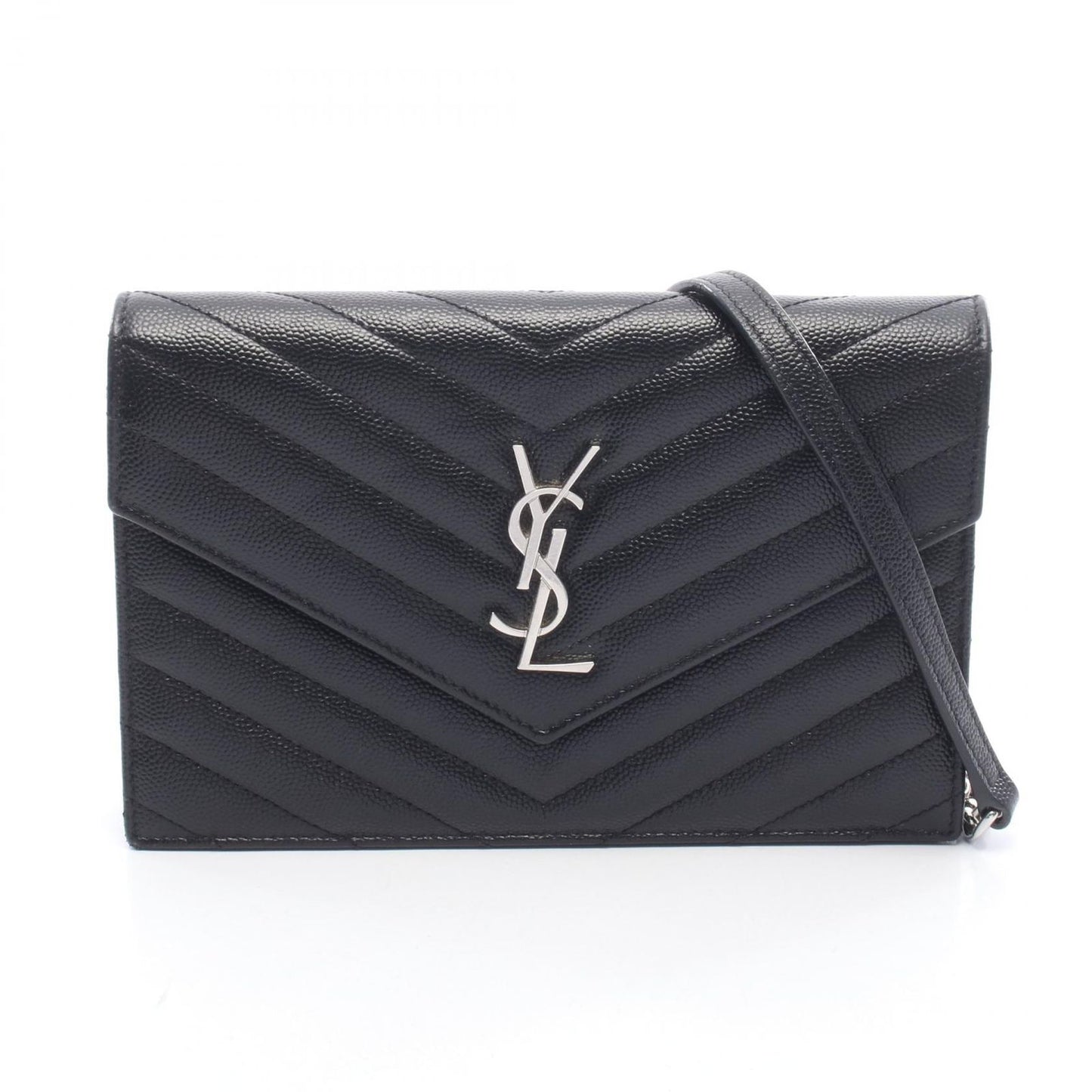 Saint Laurent Paris Shoulder Bag Monogram Envelope Black Leather Cassandra