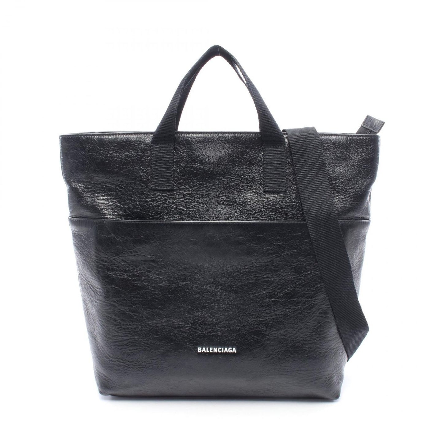 Balenciaga Tote Bag Explorer 2-Way Black White Leather