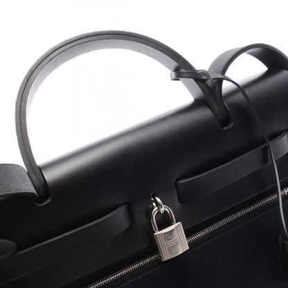 Hermes Herbag Zip PM Letourne 2-Way Black Canvas Leather Alebag Handbag — view 7