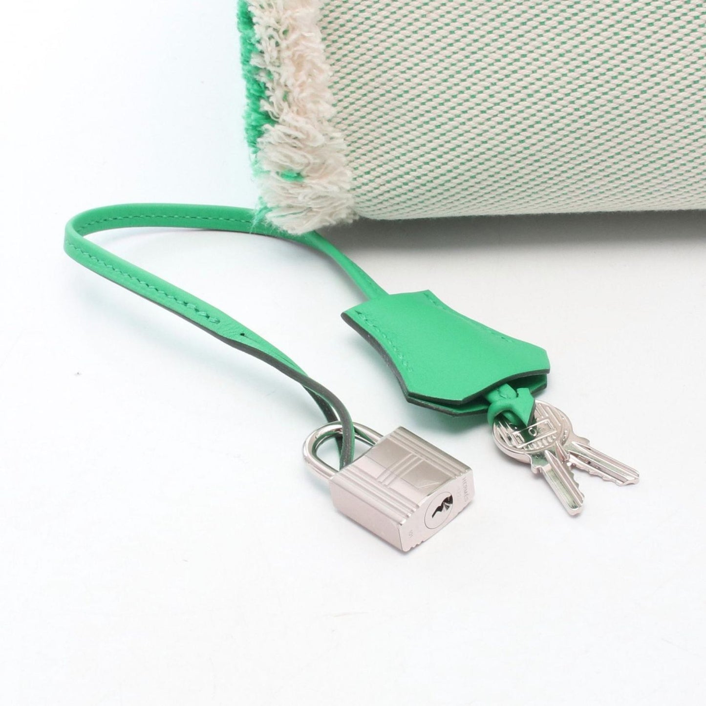 Hermes Birkin 35 Frey Mint Ecru Canvas Leather Handbag — view 6