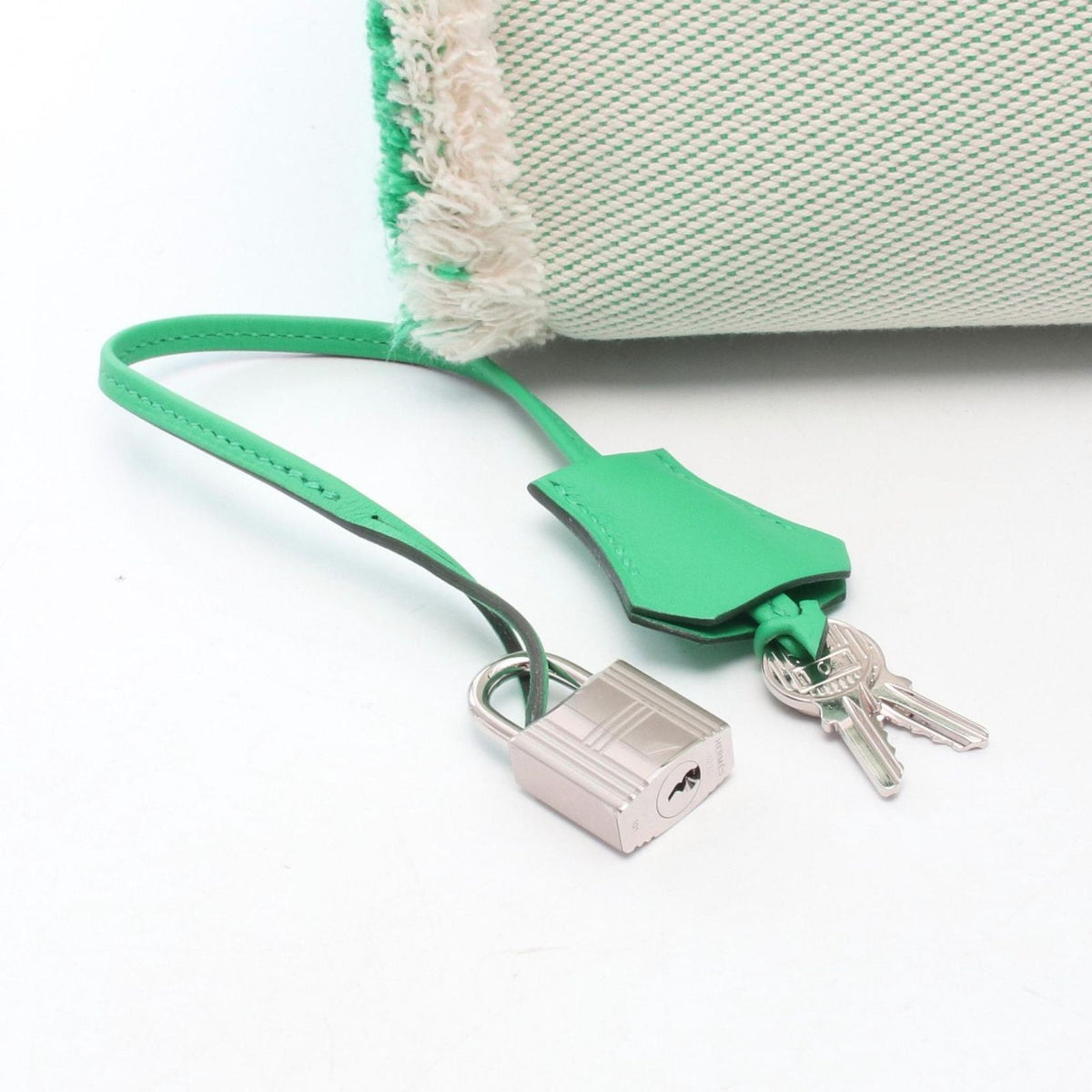 Hermes Birkin 35 Frey Mint Ecru Canvas Leather Handbag — view 6