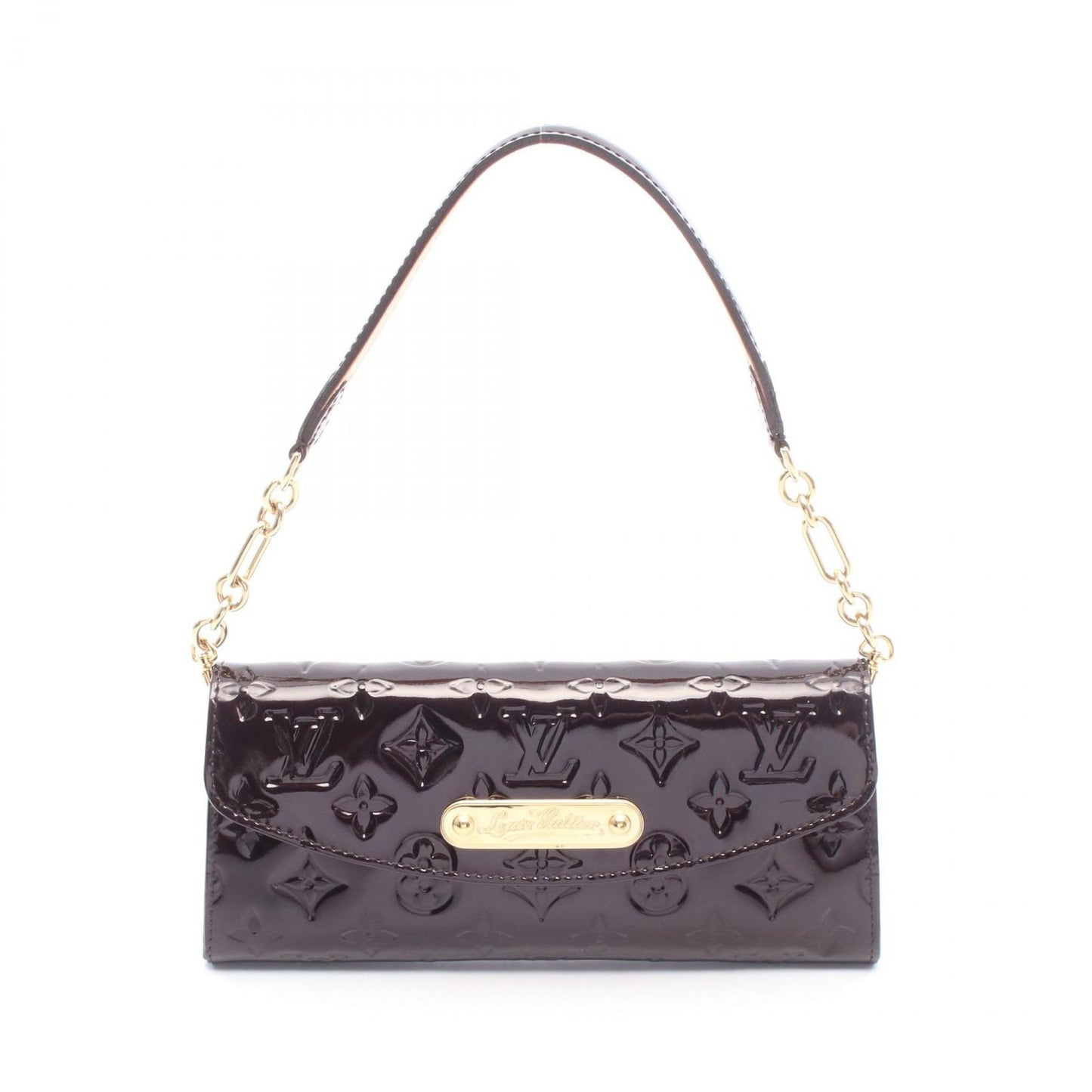 Louis Vuitton Shoulder Bag Sunset Blue Bird Monogram Vernis Amarante Leather