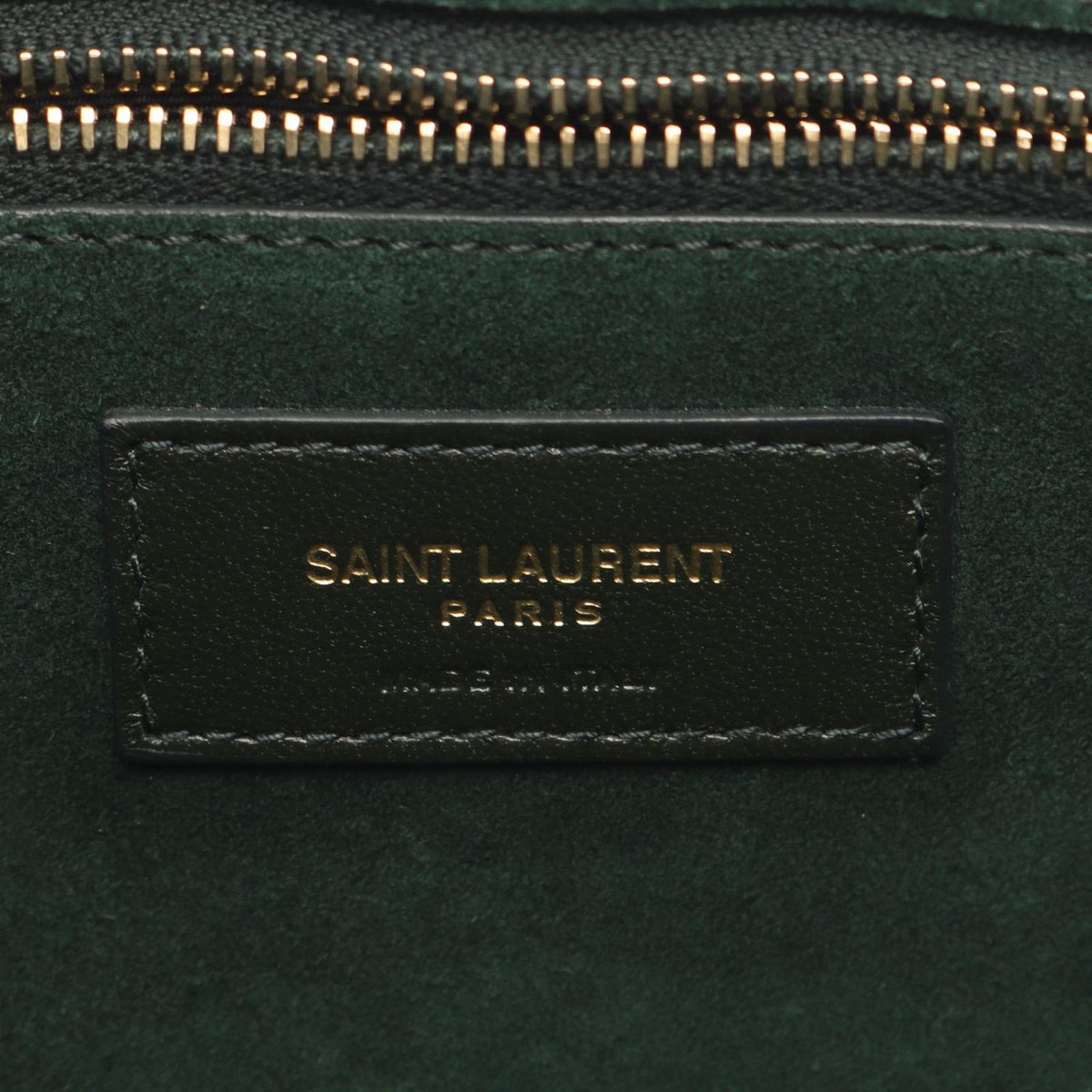 Saint Laurent Paris le 5 7 le Cassette Dark Green Leather Handbag — view 4