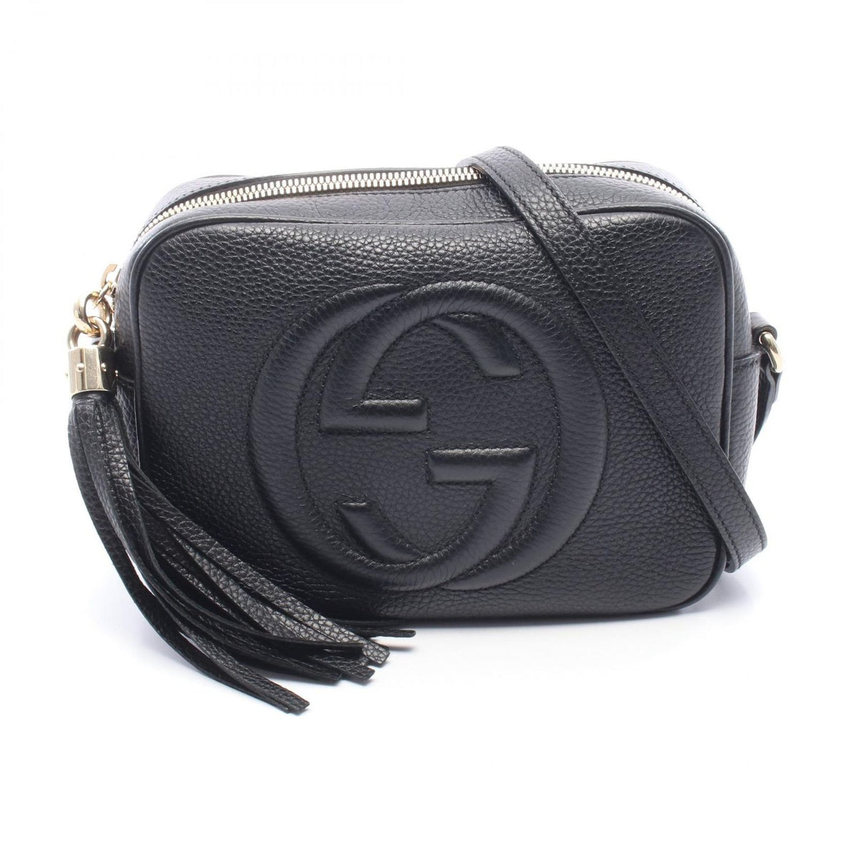 Gucci Shoulder Bag Soho Edge Coating GG Interlocking Black Leather Small