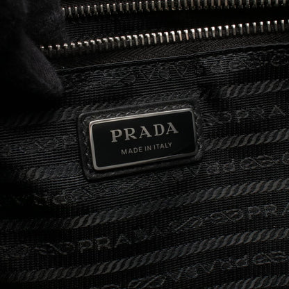 Prada Tote Bag Shopping 2-Way Black Leather Triangle Logo — view 4