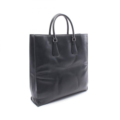 Prada Tote Bag Shopping 2-Way Black Leather Triangle Logo — view 2