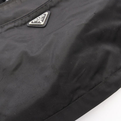Prada Shoulder Bag Triangle Logo Black Nylon Leather — view 6