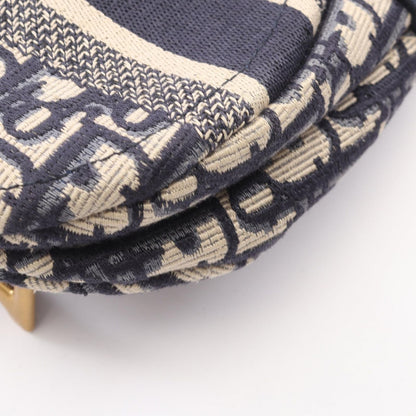 Dior Handbag Saddle Bag 2-Way Navy Ivory Canvas Oblique — view 6