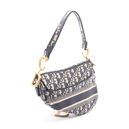 Dior Handbag Saddle Bag 2-Way Navy Ivory Canvas Oblique — view 2