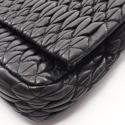 Miu Miu Shoulder Bag Nappa Crystal Matelasse 2-Way Black Leather — view 6