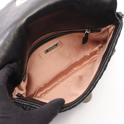 Miu Miu Shoulder Bag Nappa Crystal Matelasse 2-Way Black Leather — view 3