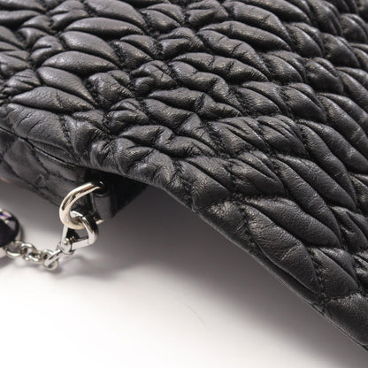 Miu Miu Shoulder Bag Nappa Crystal Matelasse 2-Way Black Leather — view 5