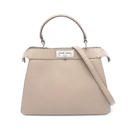 Fendi Peekaboo Regular 2-Way Gray Leather Handbag