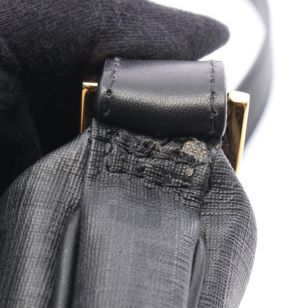 Fendi Shoulder Bag Zucchino Gray Black Canvas Leather — view 7