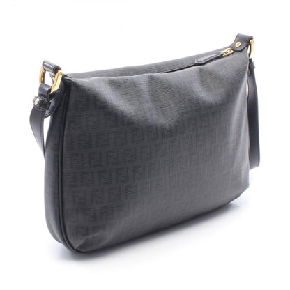 Fendi Shoulder Bag Zucchino Gray Black Canvas Leather — view 2