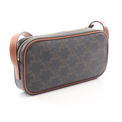 Celine Shoulder Bag Cuir Triomphe Mini Black Brown Multi Canvas Leather — view 2