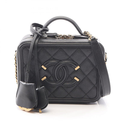 Chanel Shoulder Bag CC Figry Small Vanity 2-Way Black Caviar Leather CC Quilted