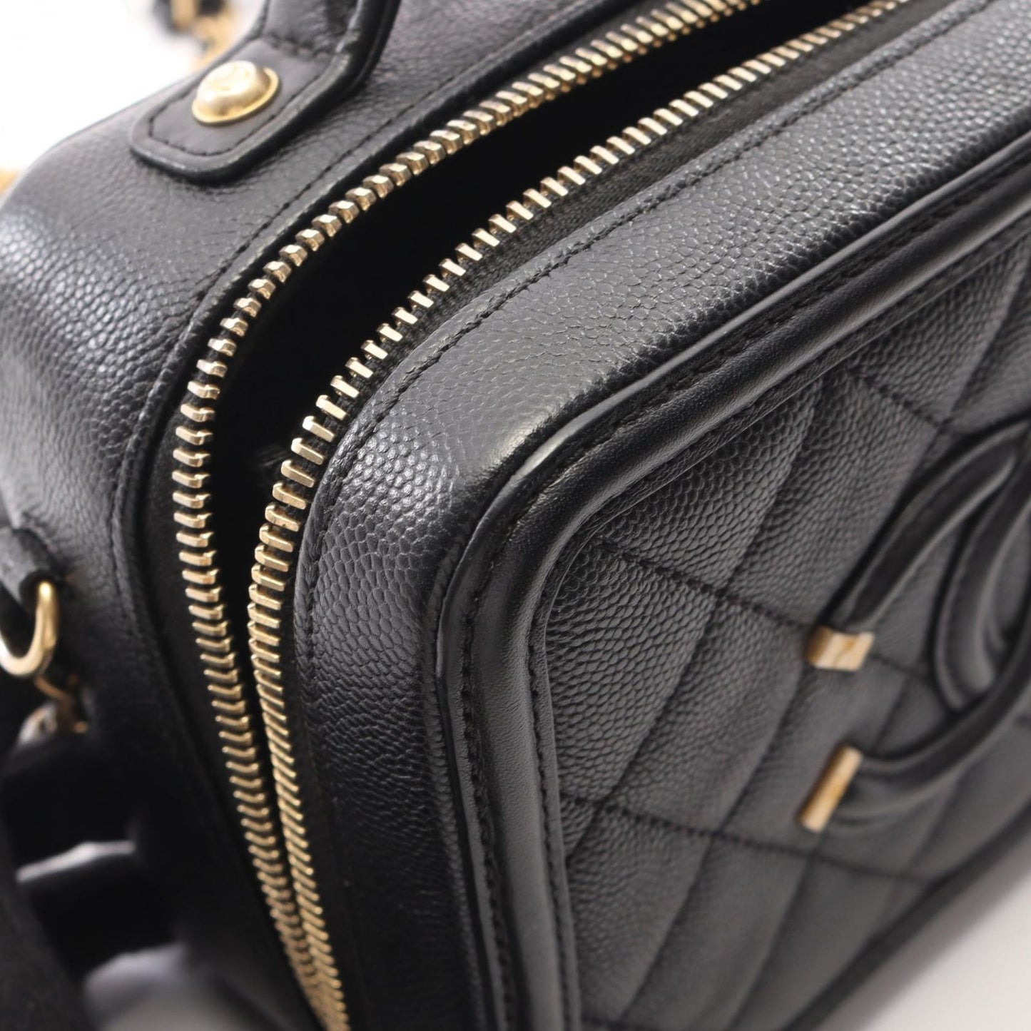 Chanel Shoulder Bag CC Figry Small Vanity 2-Way Black Caviar Leather CC Quilted — view 7