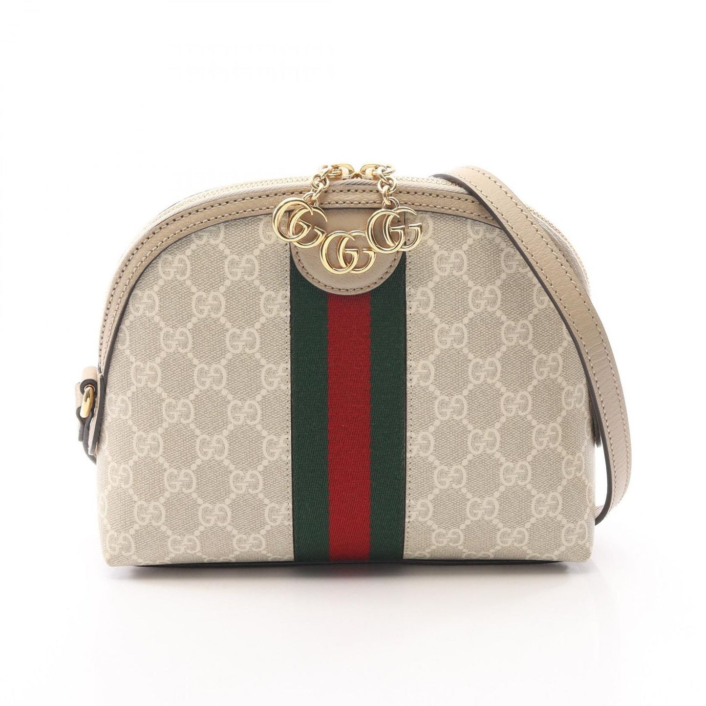 Gucci Shoulder Bag Ophidia GG Supreme Ivory Beige Green Canvas Leather