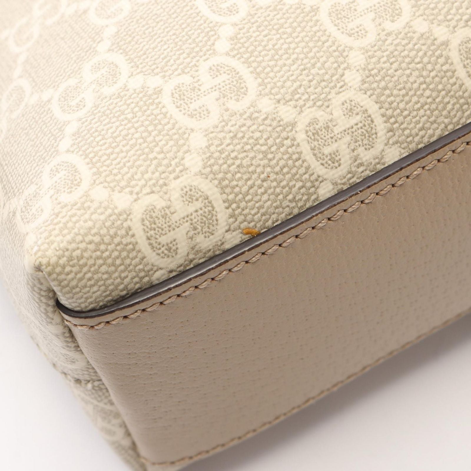 Gucci Shoulder Bag Ophidia GG Supreme Ivory Beige Green Canvas Leather — view 7