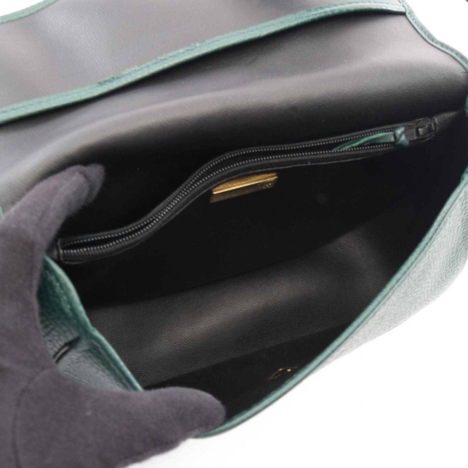 Dior Shoulder Bag CD Logo Green Leather CD — view 3
