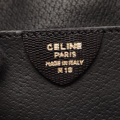Celine Shoulder Bag Circle Logo Black Leather — view 4