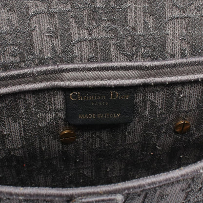 Dior Handbag Saddle Bag Oblique Gray Dark Canvas — view 4