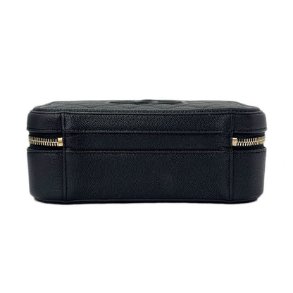Chanel Bag CC Filigree Vanity Case 2-Way Chain Shoulder Black Champagne Gold — view 6