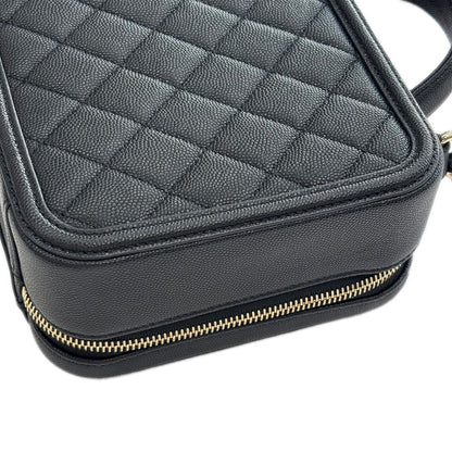 Chanel Bag CC Filigree Vanity Case 2-Way Chain Shoulder Black Champagne Gold — view 8