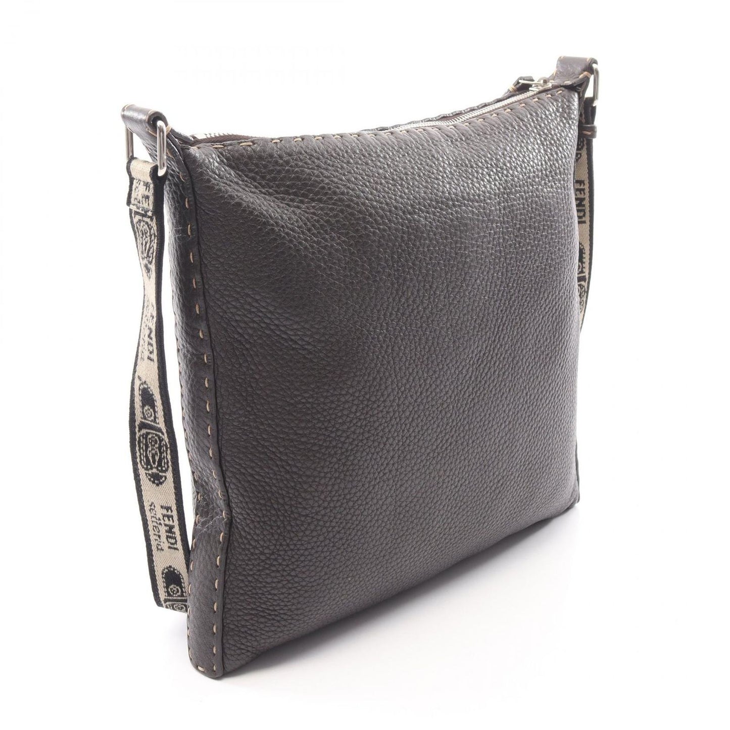 Fendi Shoulder Bag Selleria Brown Beige Black Leather — view 2