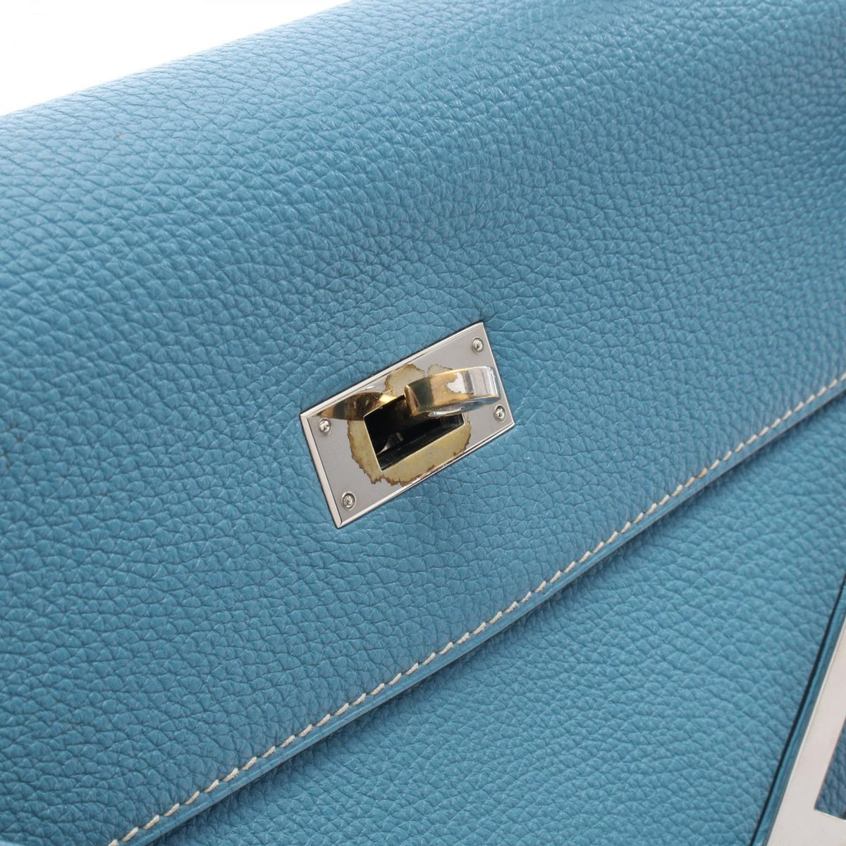 Hermes Kelly 32 Retourne 2-Way Blue Jean Leather 32 Handbag — view 7